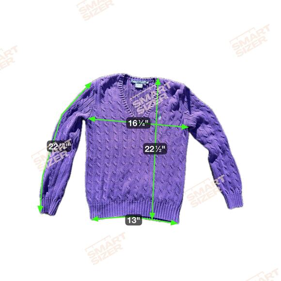 Ralph Lauren Sport Sweater Womens Large Purple Cable Knit V Neck Pullover Cotton - Picture 6 of 8